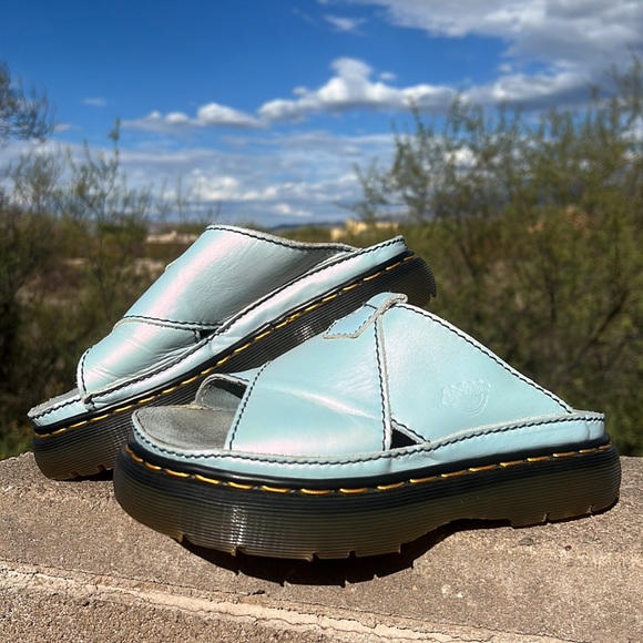🏴󠁧󠁢󠁥󠁮󠁧󠁿 Dr. Martens Daisy MIE Blue Opal Chunky Platform Slides UK 5 - Picture 17 of 17